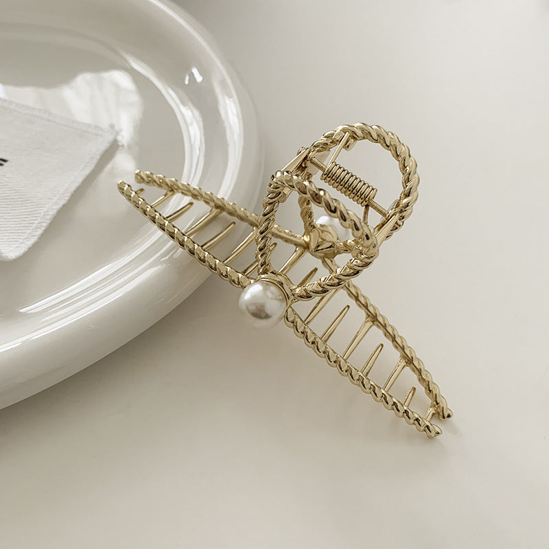 Metal Twist Cross Pearl Mode épingle à cheveux