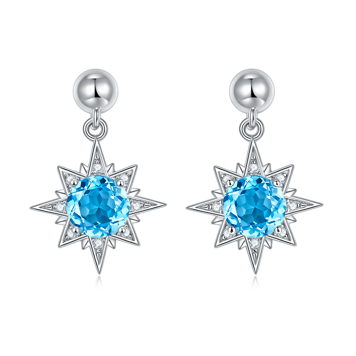 S925 Boucles d'oreilles d'étoiles en argent sterling