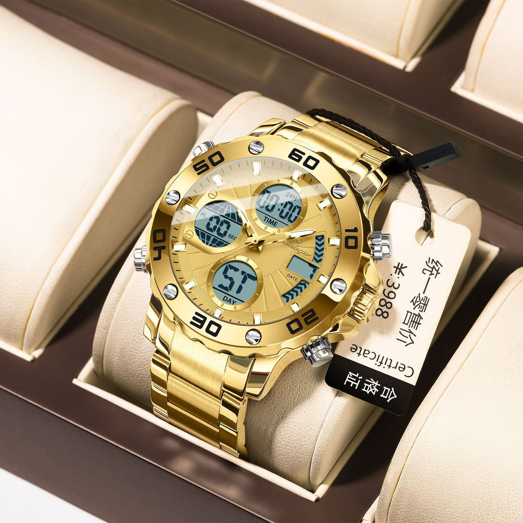 Montre électronique multifonctionnelle double affichage lumineux pour hommes