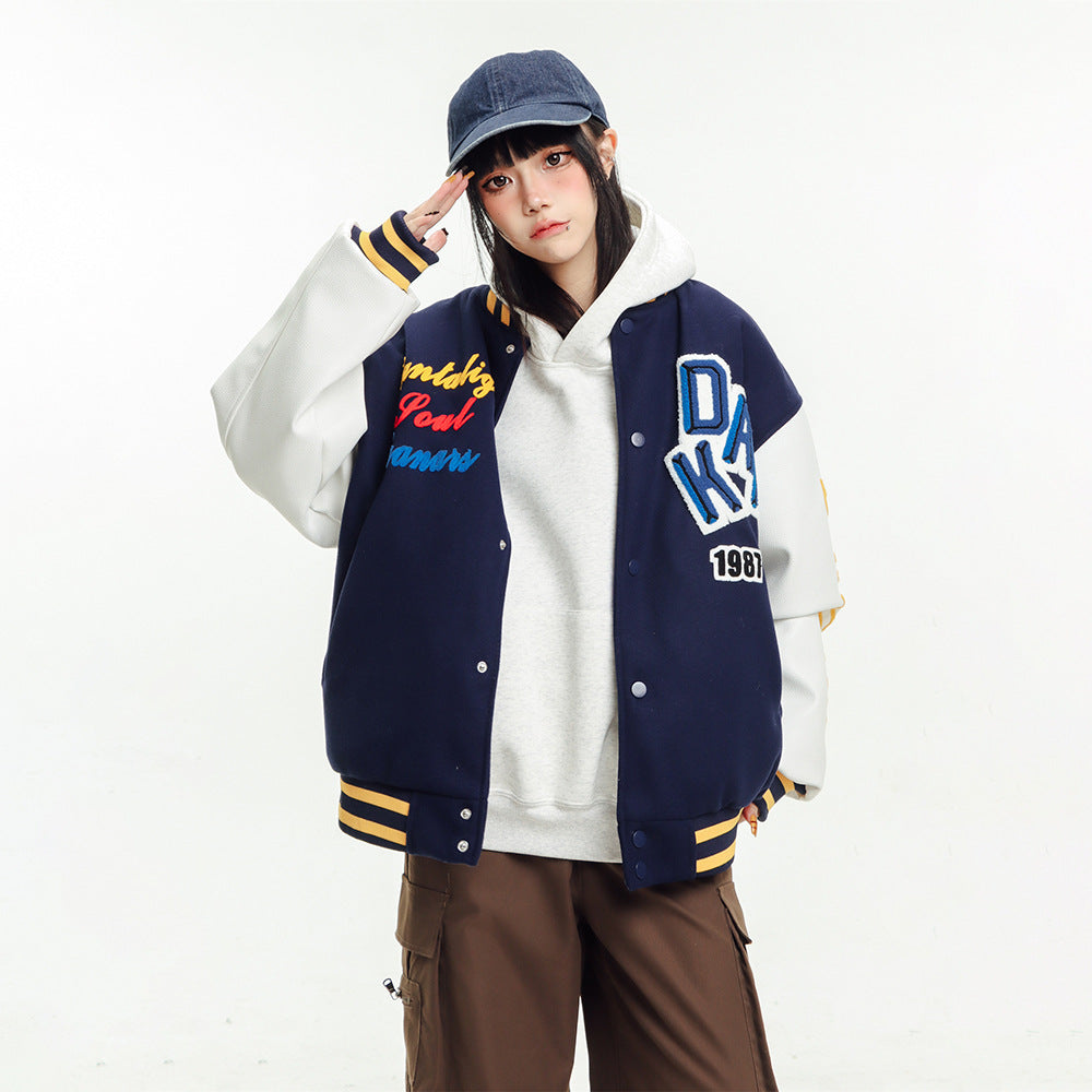 Veste de baseball brodée vintage style américain pour hommes
