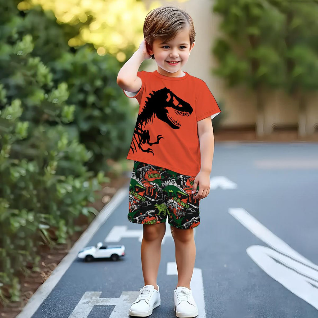 Ensemble à manches courtes de style dinosaure pour jeunes enfants