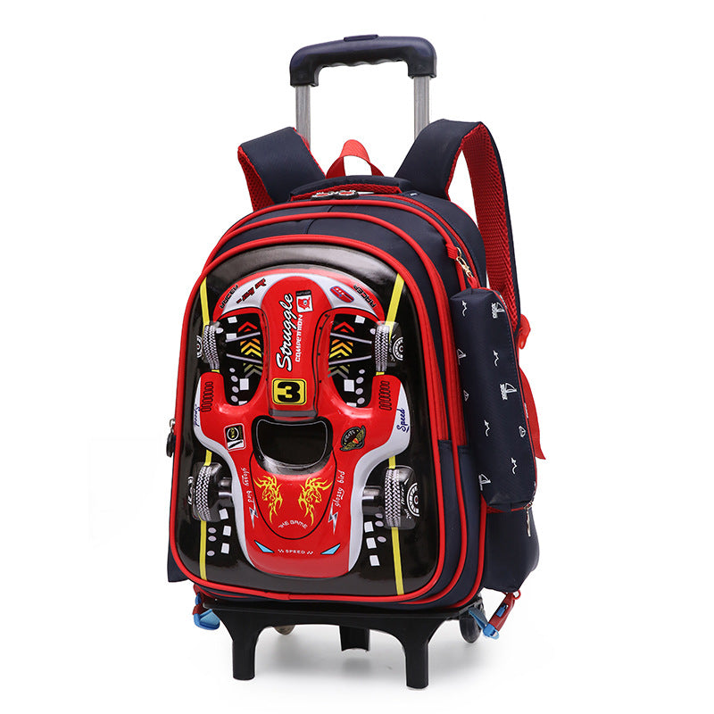 Trolley Primary School Waterproof 3D voiture Détachable Réduction de fardeau enfants sac à dos