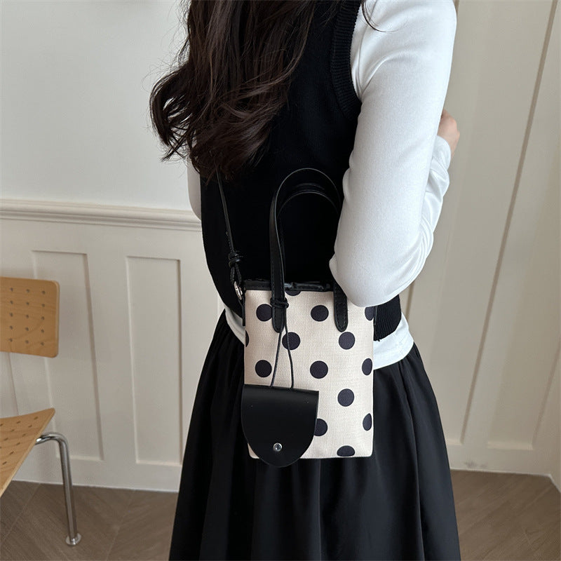 Sac Mini Bucket Retro Polka-dot style coréen pour femmes