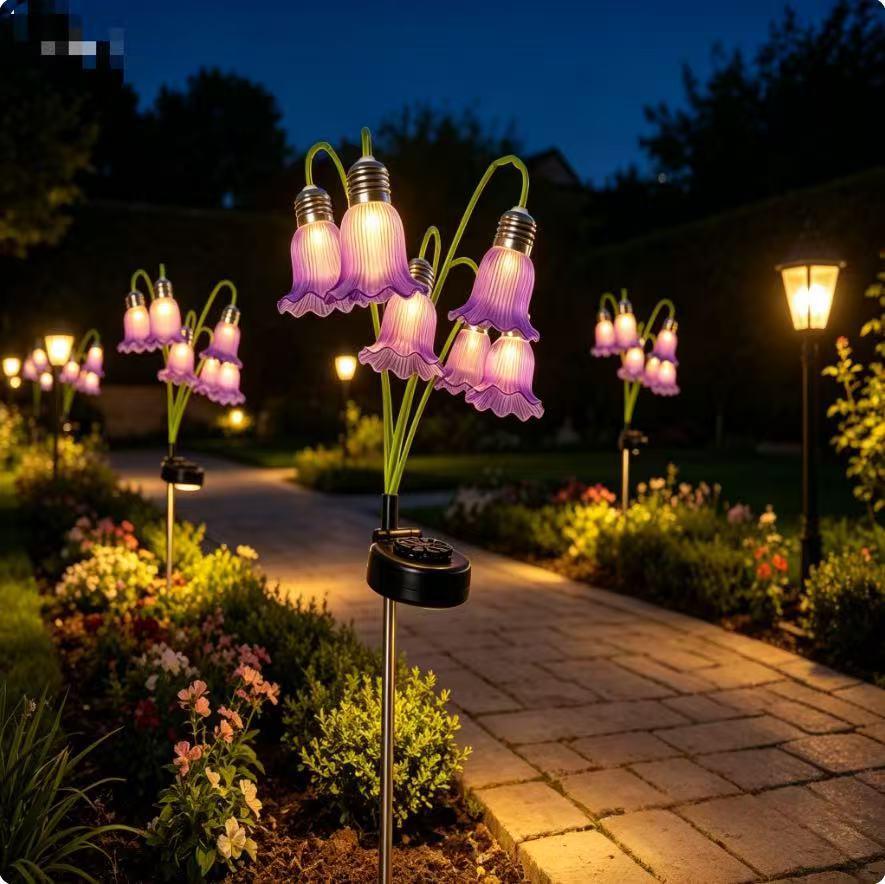 Fleur artificielle Lampe de sol à fibre optique à LED à énergie solaire
