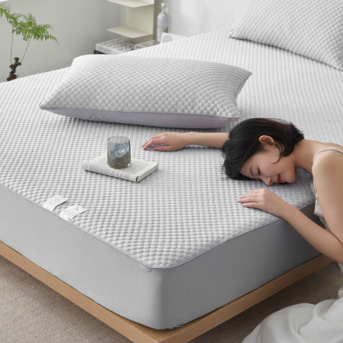 Kit d'oreillers matelas de refroidissement de soie de glace d'été