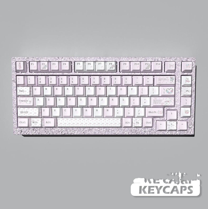 Cat Flower Language Keycaps Matériel PBT