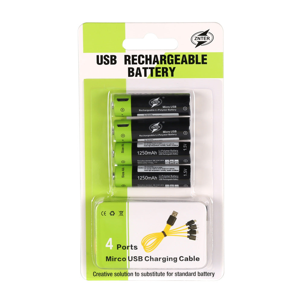 Batterie Lithium rechargeable USB No.5 1.5V Quatre sections Un ensemble de câbles de charge des quatre Drag