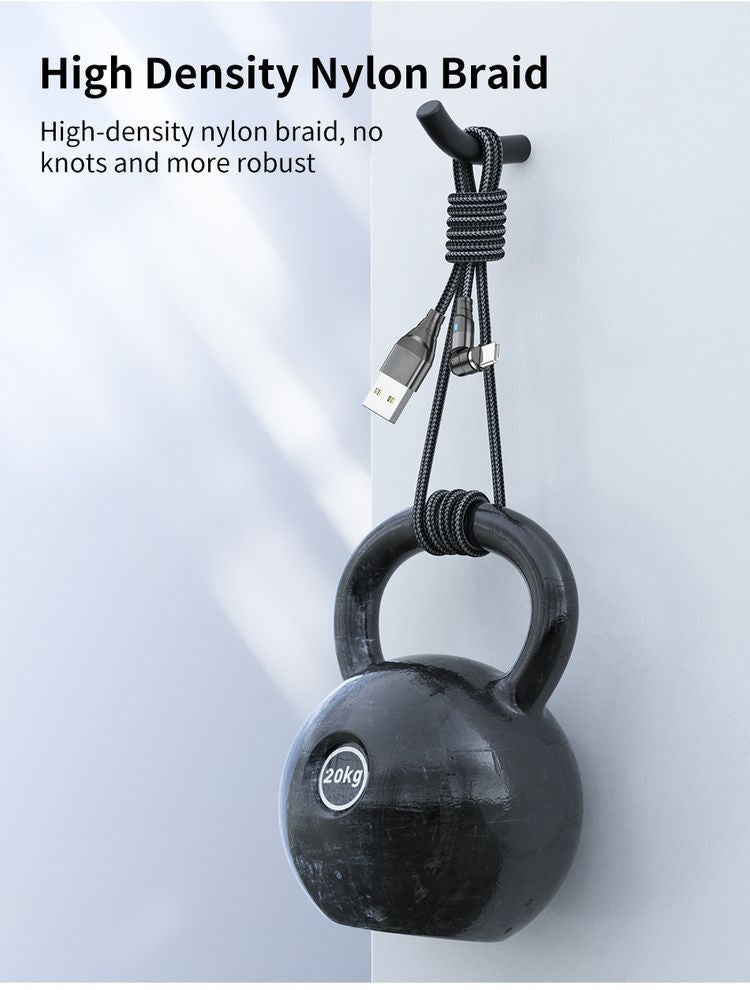 Câble de données magnétique 3-en-1 540 Connecteur rotatif 5A Charge rapide