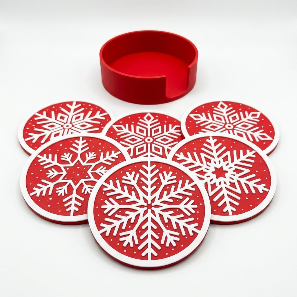 Ensemble de sous-verre imprimé 3D de Noël avec support de rangement