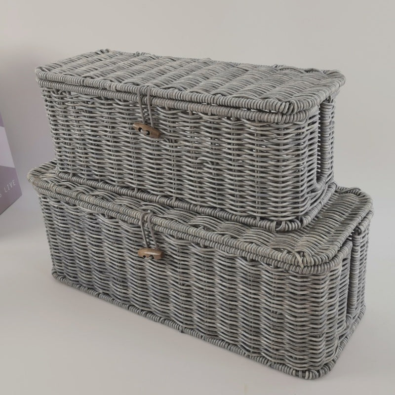 Panier de rangement pour tissés de style rotin et rotin