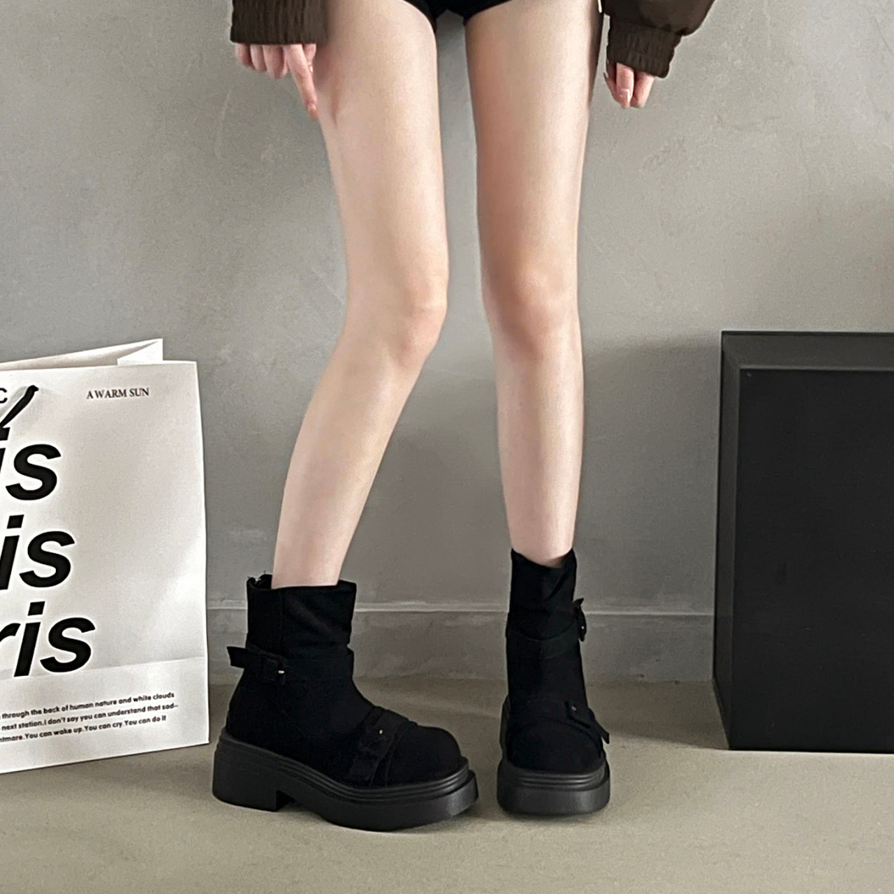 Femmes Hauteur de la plate-forme Augmenter British Style Martin Bottes Arrivée Trendy Vintage Wester