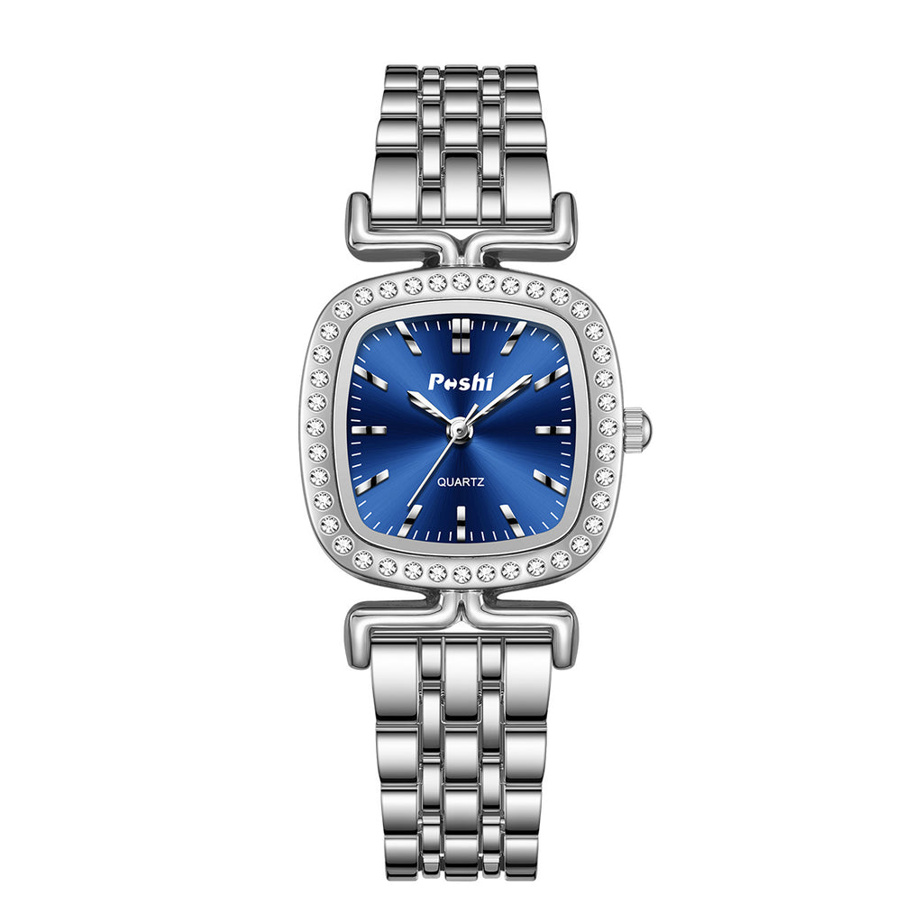 Cadran incrusté de diamant Bracelet en acier en forme d'ovule Montres Femmes Quartz