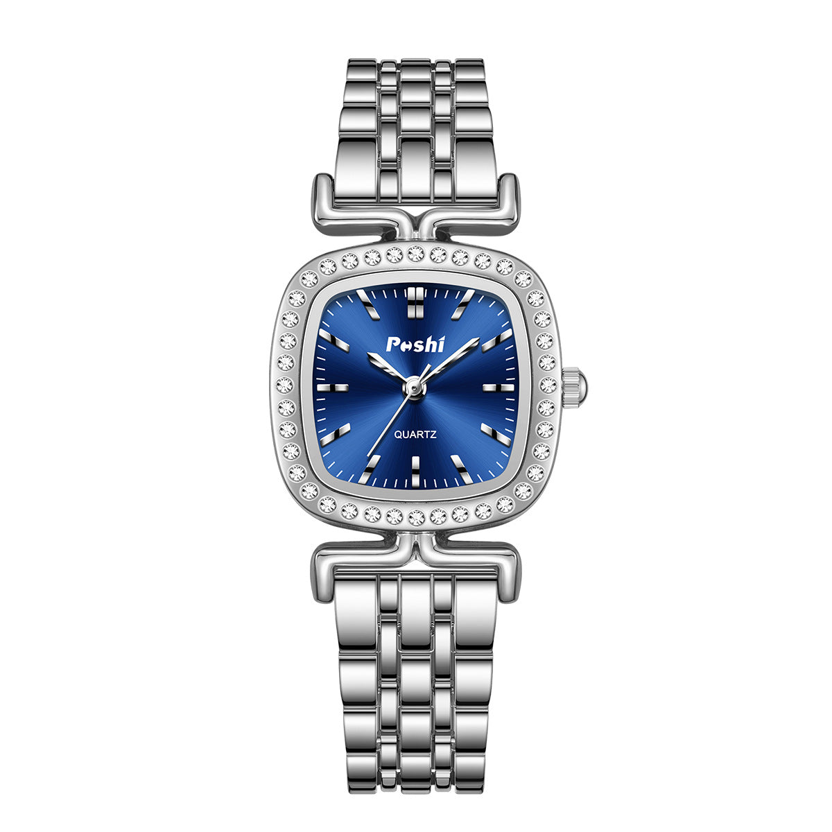 Cadran incrusté de diamant Bracelet en acier en forme d'ovule Montres Femmes Quartz