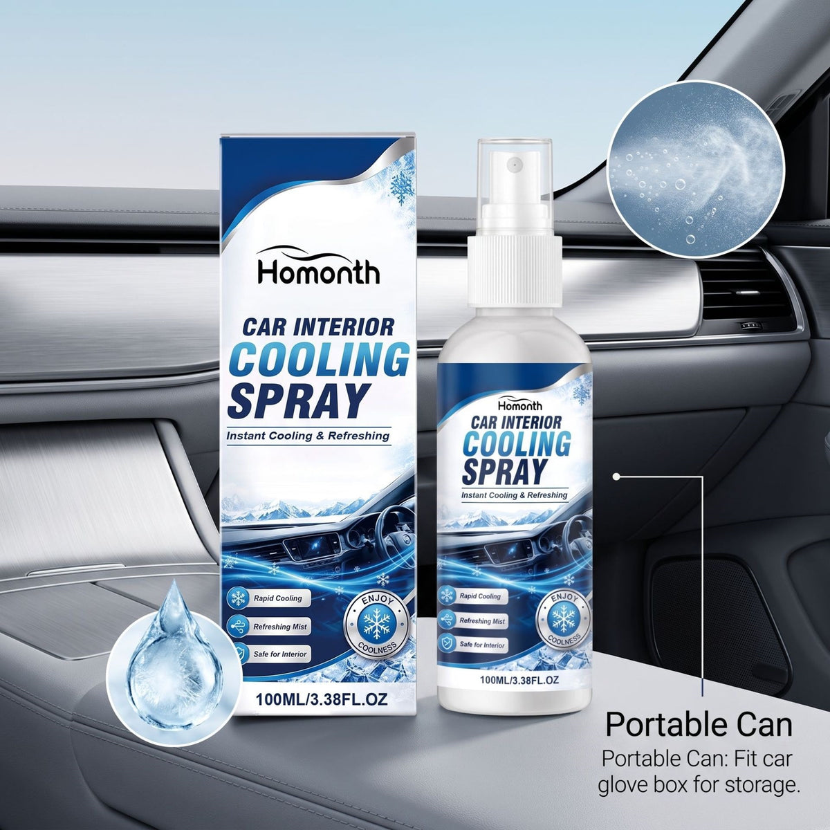 Spray de refroidissement intérieur de voiture