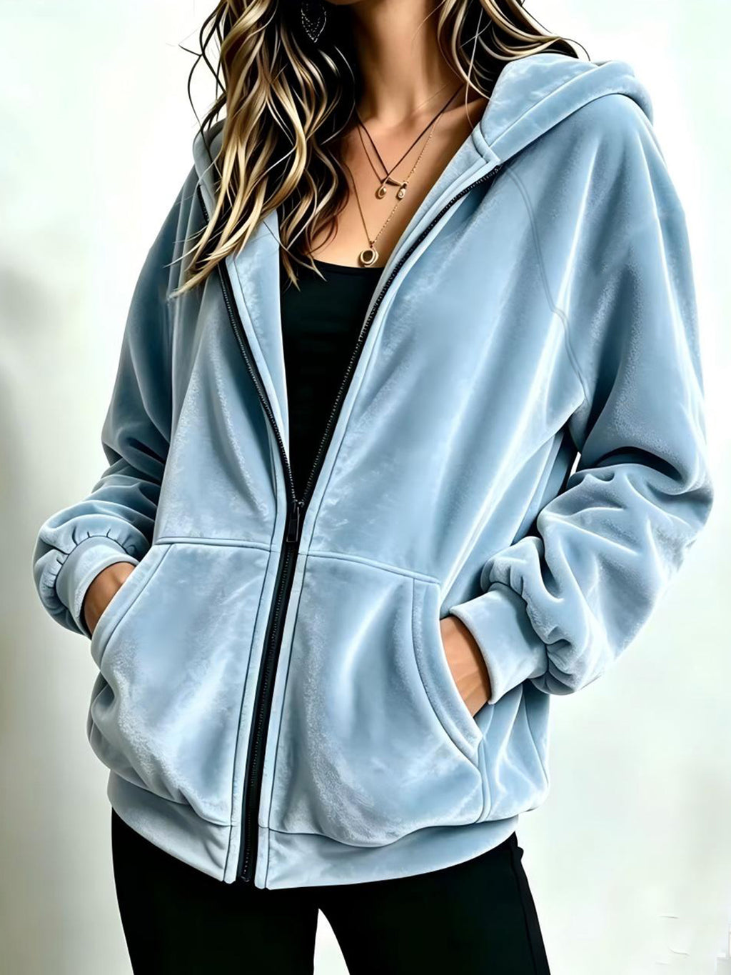 Sweatshirt casual à capuche Zip-up Designer Femmes