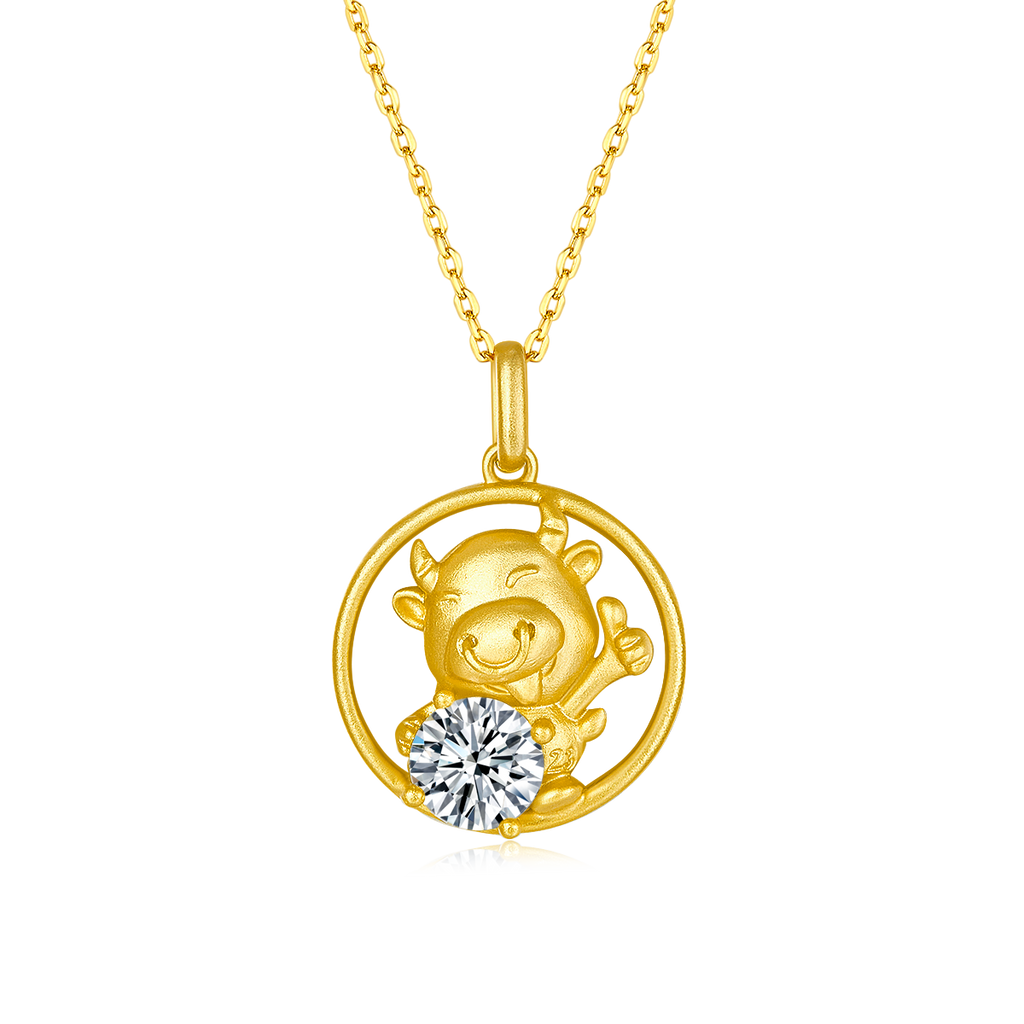 S925 Argent Sterling plaqué or 1ct D Couleur VVS1 Moissanite Collier Ox 4.8g Zodi chinois