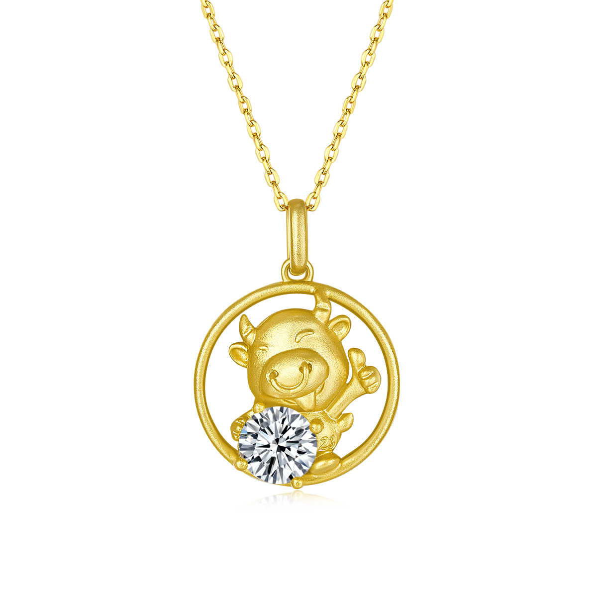 S925 Argent Sterling plaqué or 1ct D Couleur VVS1 Moissanite Collier Ox 4.8g Zodi chinois