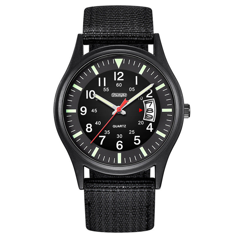 Montre à quartz en nylon lumineux pour hommes