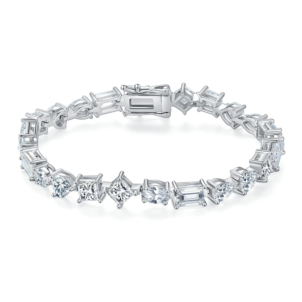 S925 Argent Sterling Coupe Mixte Moissanite Bracelet de Tennis D Couleur VVS1 GRA certifié 16-18