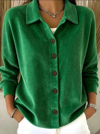 Veste à manches longues de cardigan polyvalente à bouton côtelé femme Anno