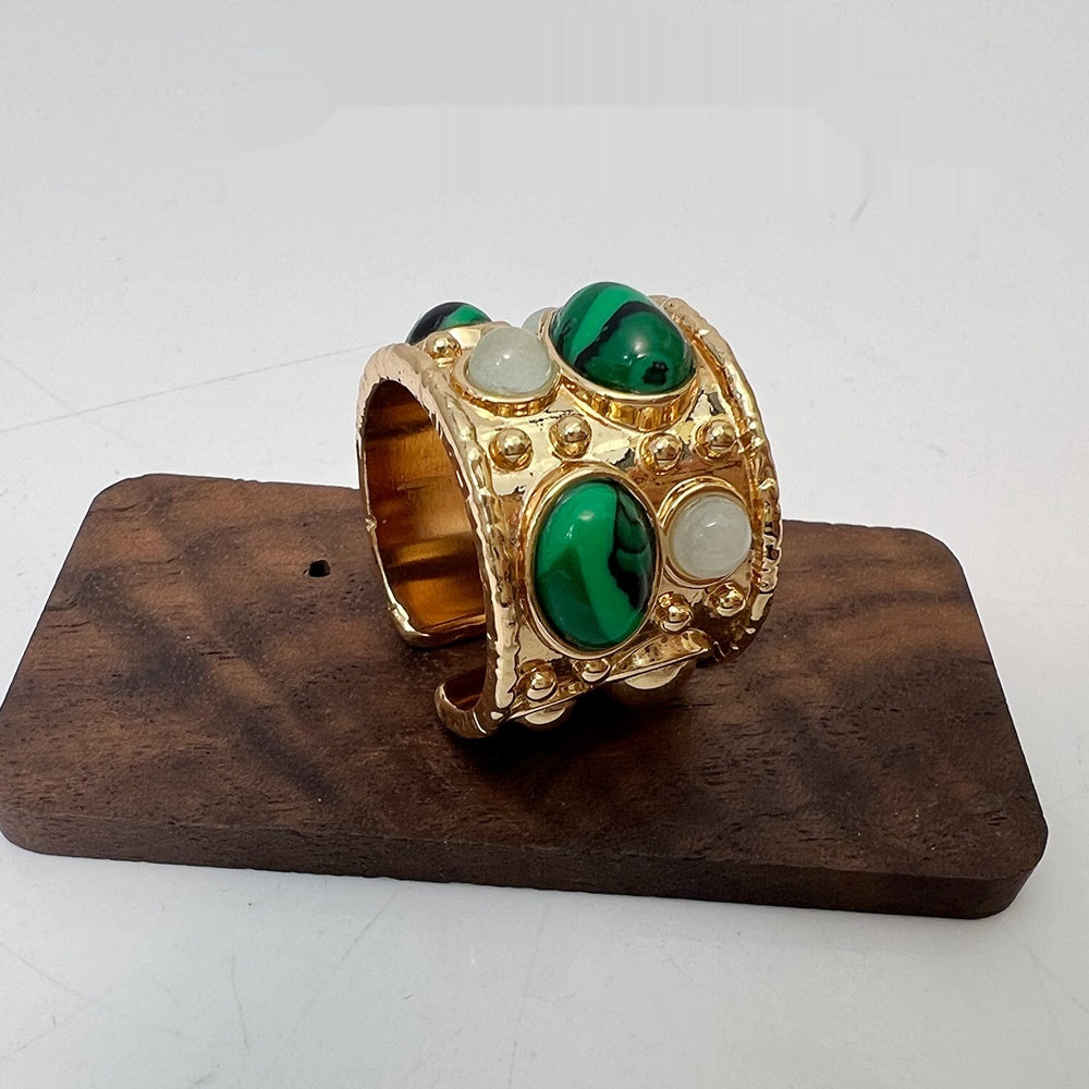 Bracelet en malachite rétro design minoritaire