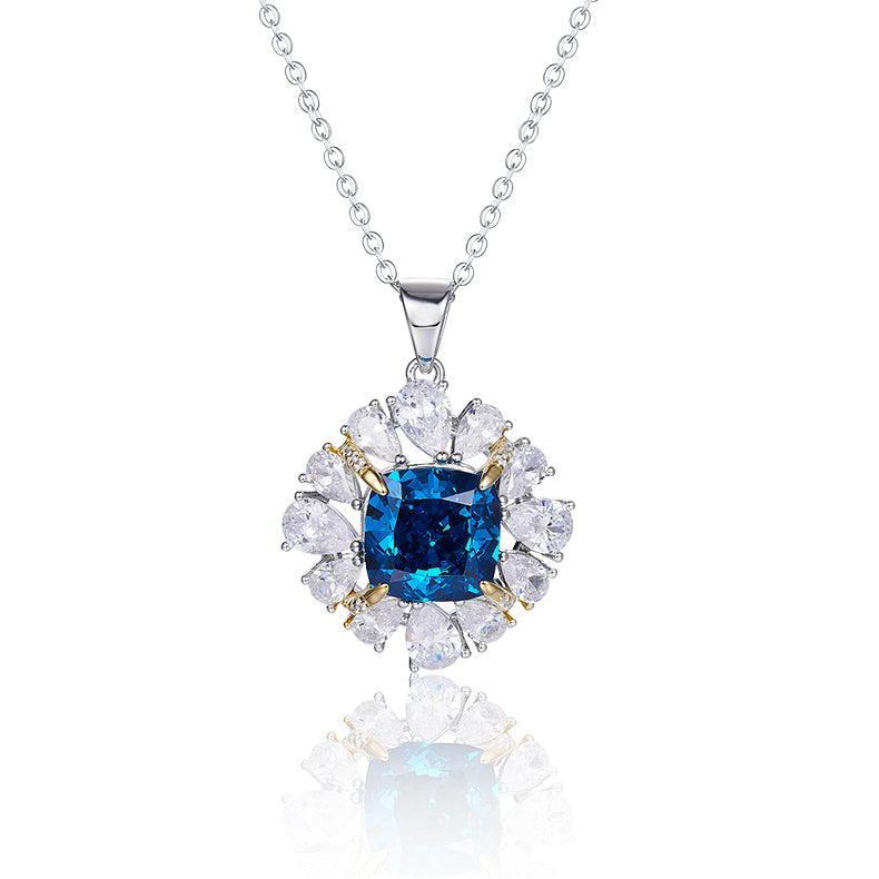 S925 Collier de pierre gemme en argent 4g créé en laboratoire