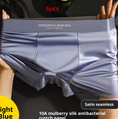 Sous-vêtements en soie de luxe satiné de luxe pour hommes Boxers respirants d'été Boxers