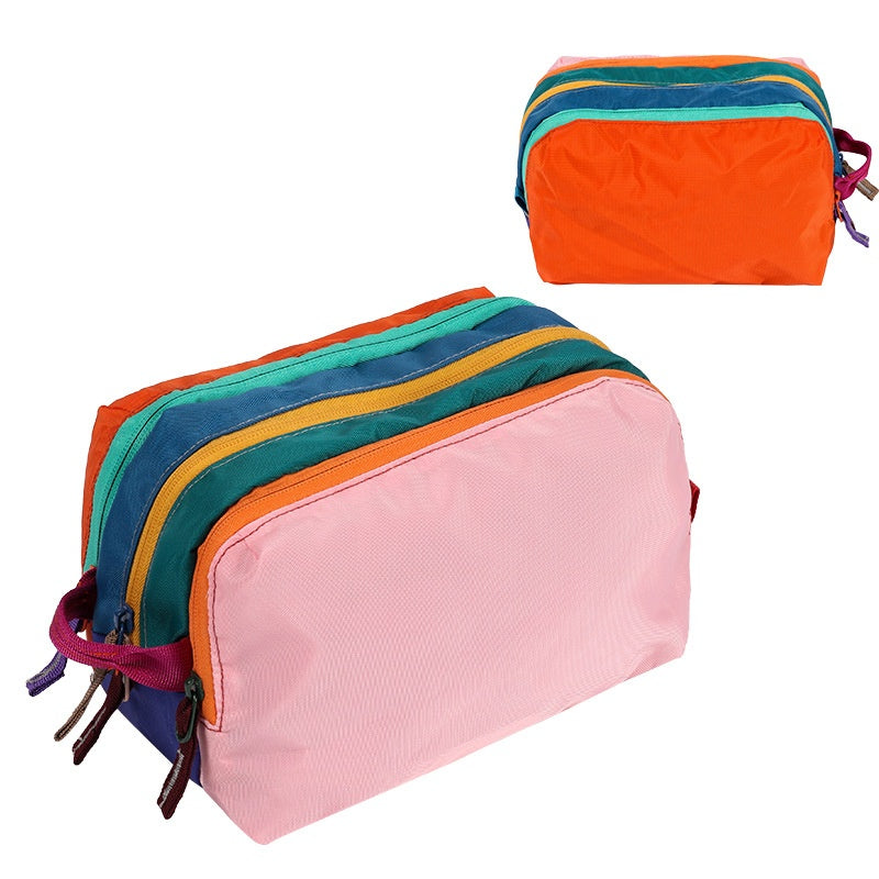 Stockage pliable Brodé Couleur-Block Crossbody Sac de maquillage