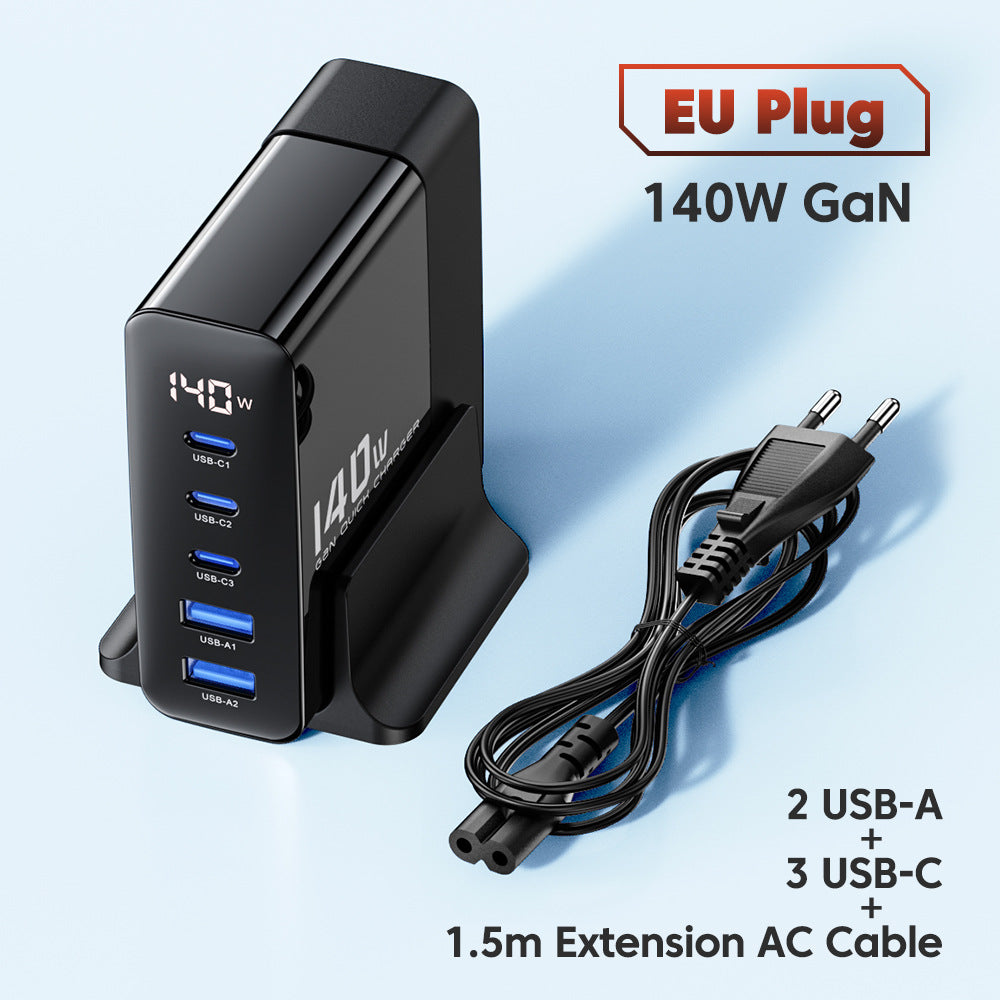Affichage numérique 140W Gallium Nitride GaN Chargeur 3C2A Charge rapide