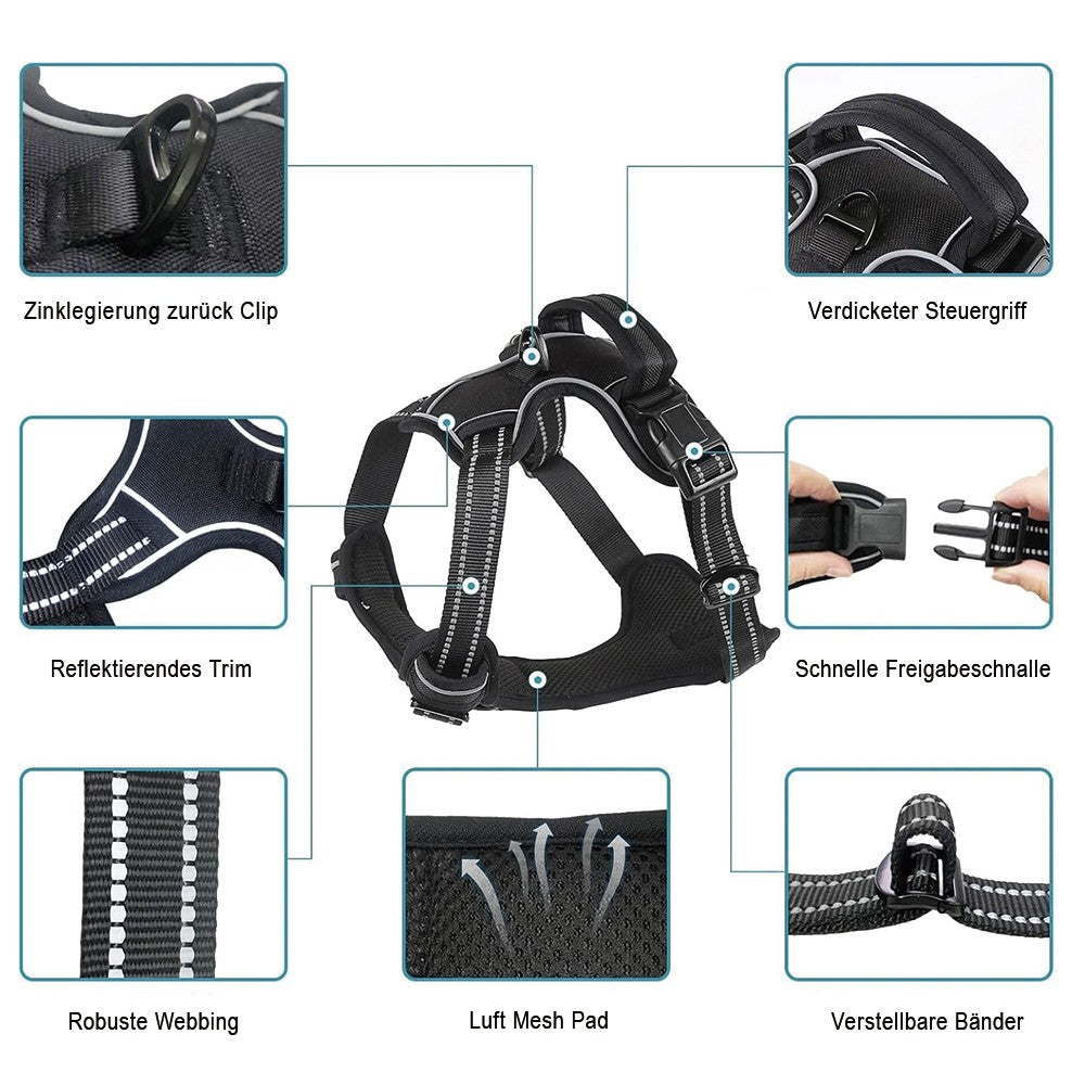 Pas de Harnais de Pull Chien Adjustable Réflectif Nylon Pet Vest avec Poop Bag Dispenser Set