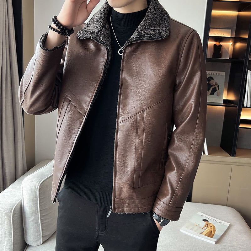 Vestes en cuir de style Hong Kong Velvet rembourré plus taille homme