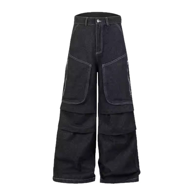 Pantalon large-jambe plissé avec pantalons longs hommes multiples