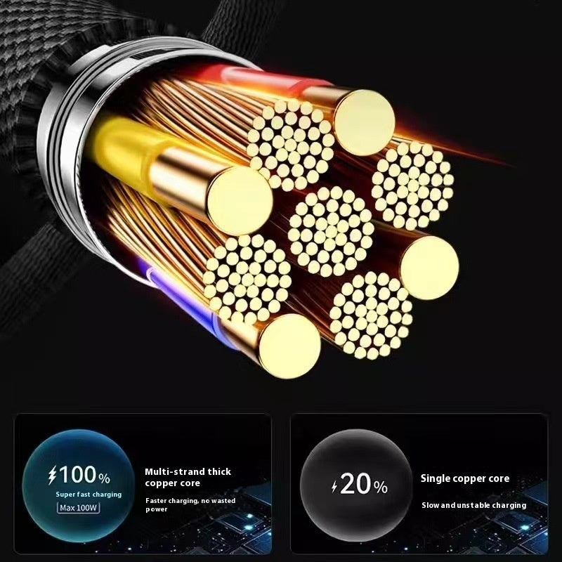 Double câble de données de typec 120W Super charge rapide