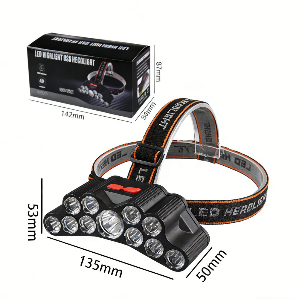 11 LED lampe de poche rechargeable USB avec intégré 18650 Batterie forte lumière Camping Adventu