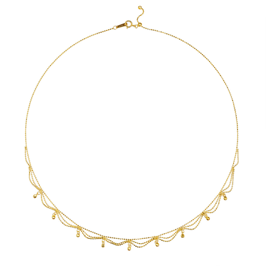 S925 Collier perlé multi-couche en argent sterling pour femmes 45cm réglable 2,6g Lightweigh