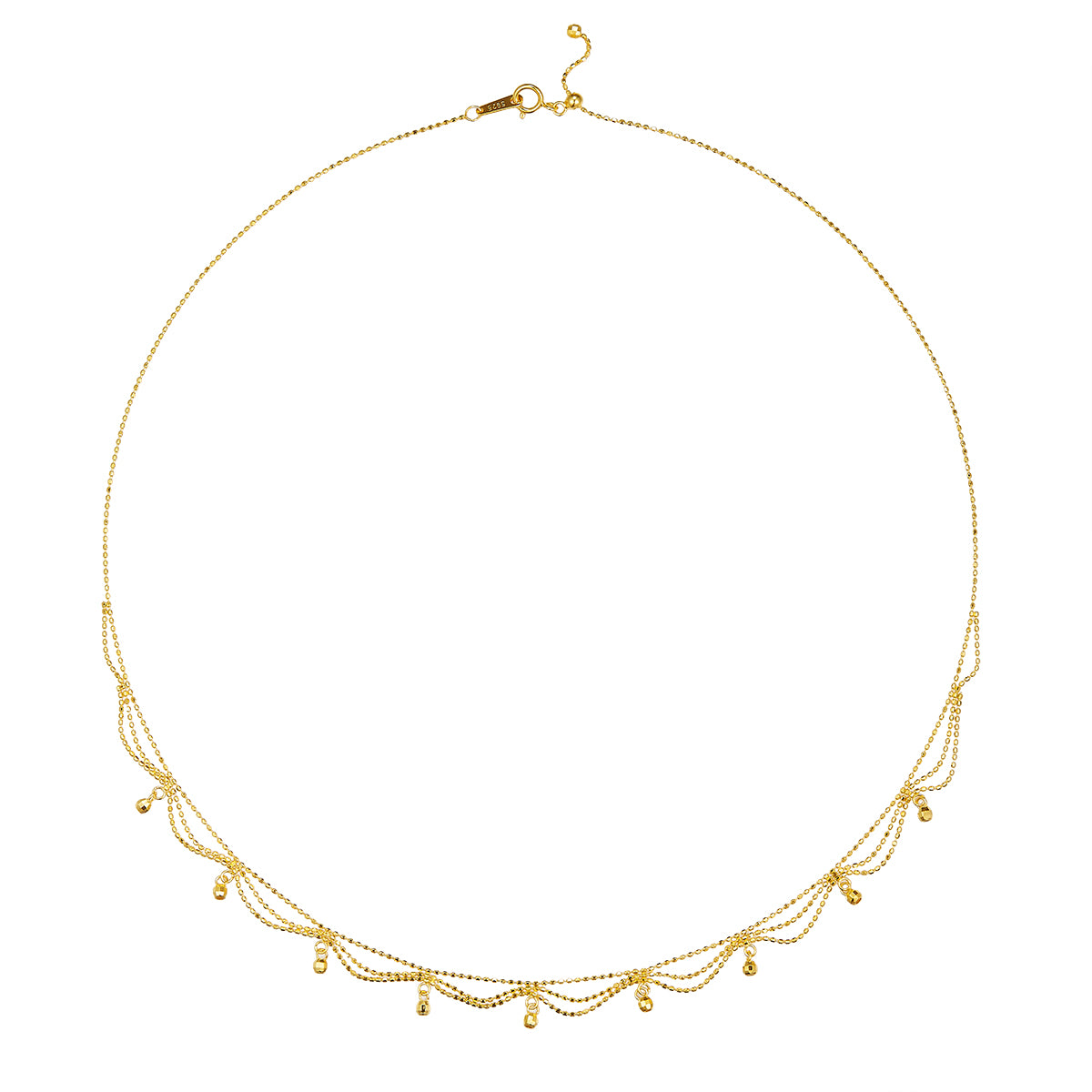 S925 Collier perlé multi-couche en argent sterling pour femmes 45cm réglable 2,6g Lightweigh