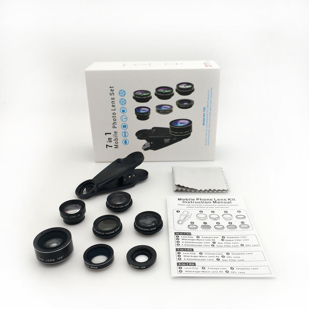 Fisheye Wide-angle Macro Telephoto Polarized 7pcs Téléphone portable Lens