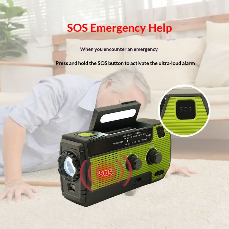 Charge d'urgence multifonctionnelle à la main Radio solaire en plein air Prévention des catastrophes Ra