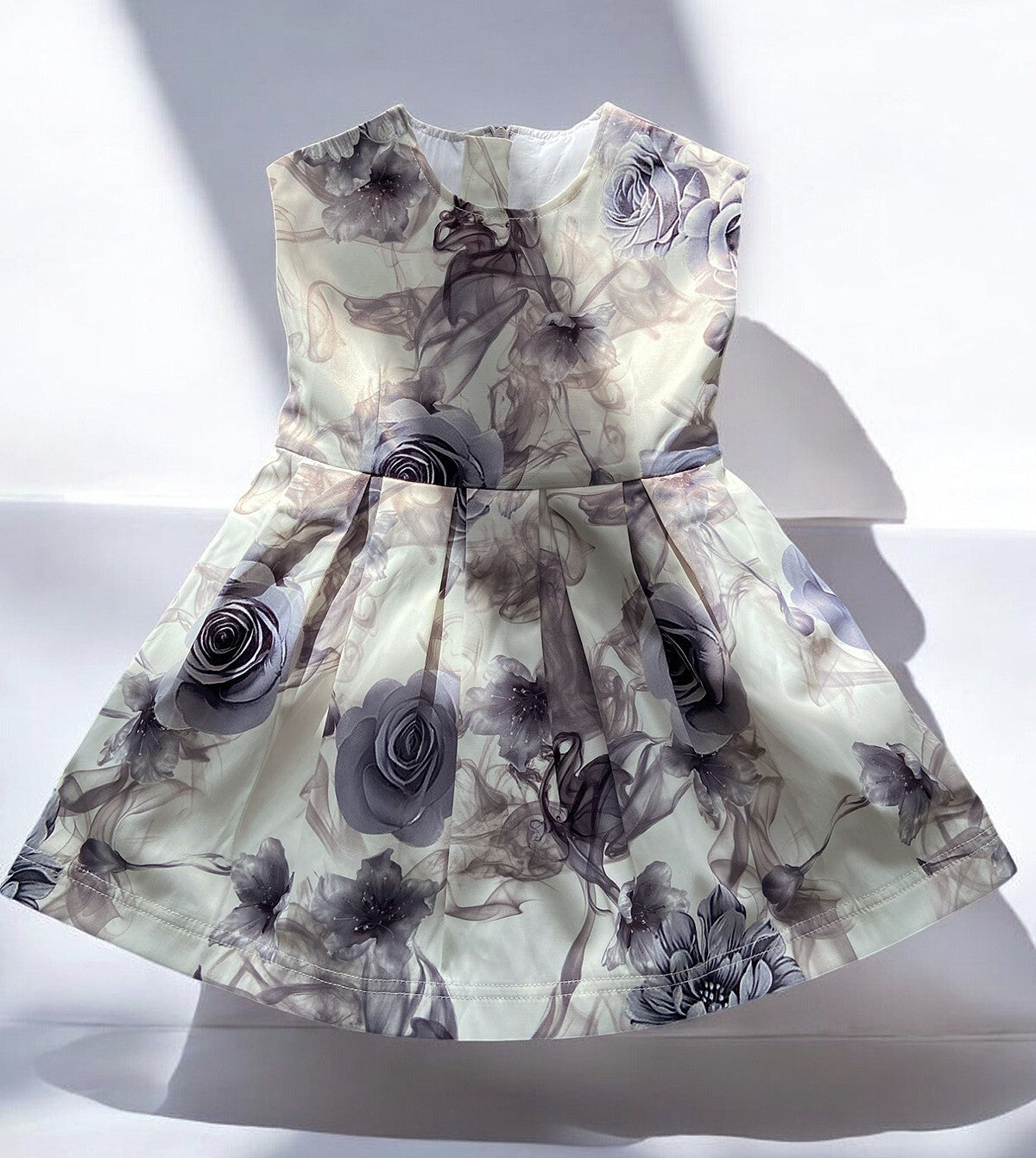Filles Smoke Grey Summer Dree Floral Robe de cocktail avec Élégante Bow 1-9Y