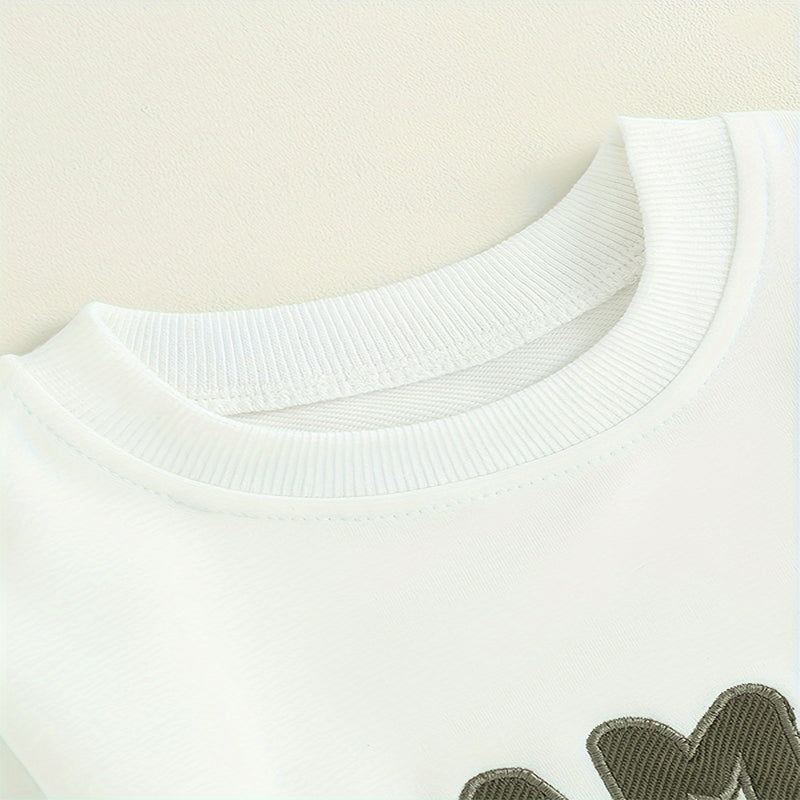 Sweatshirt 2 pièces de bébé garçon ensemble rond col lettre Imprimer Top & Drawstring Jogger Pantalons Fo