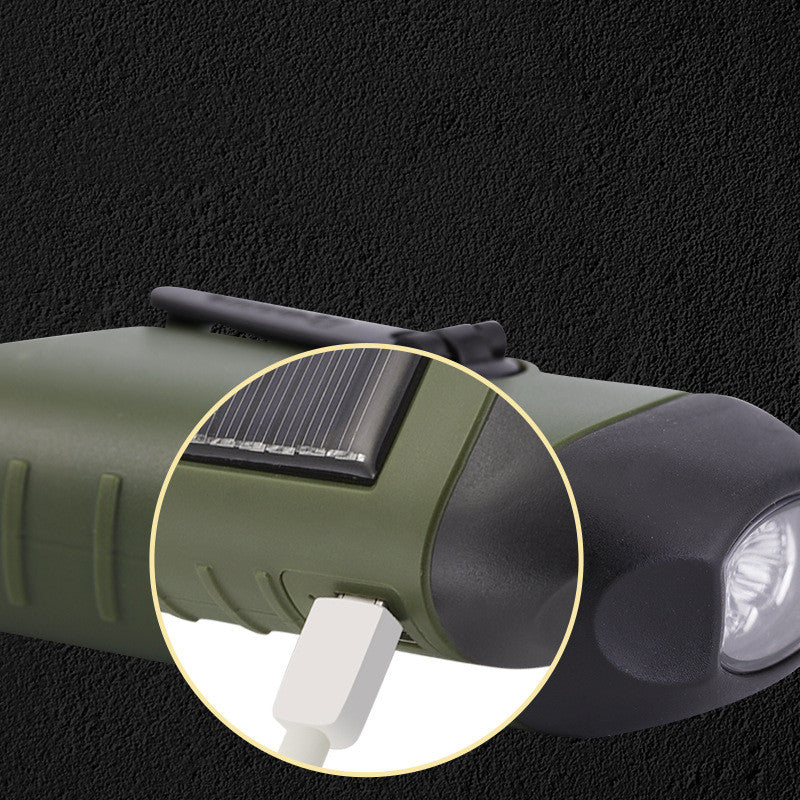 Outdoor Main-craned Power Generation LED lampe de poche forte lumière solaire USB charge