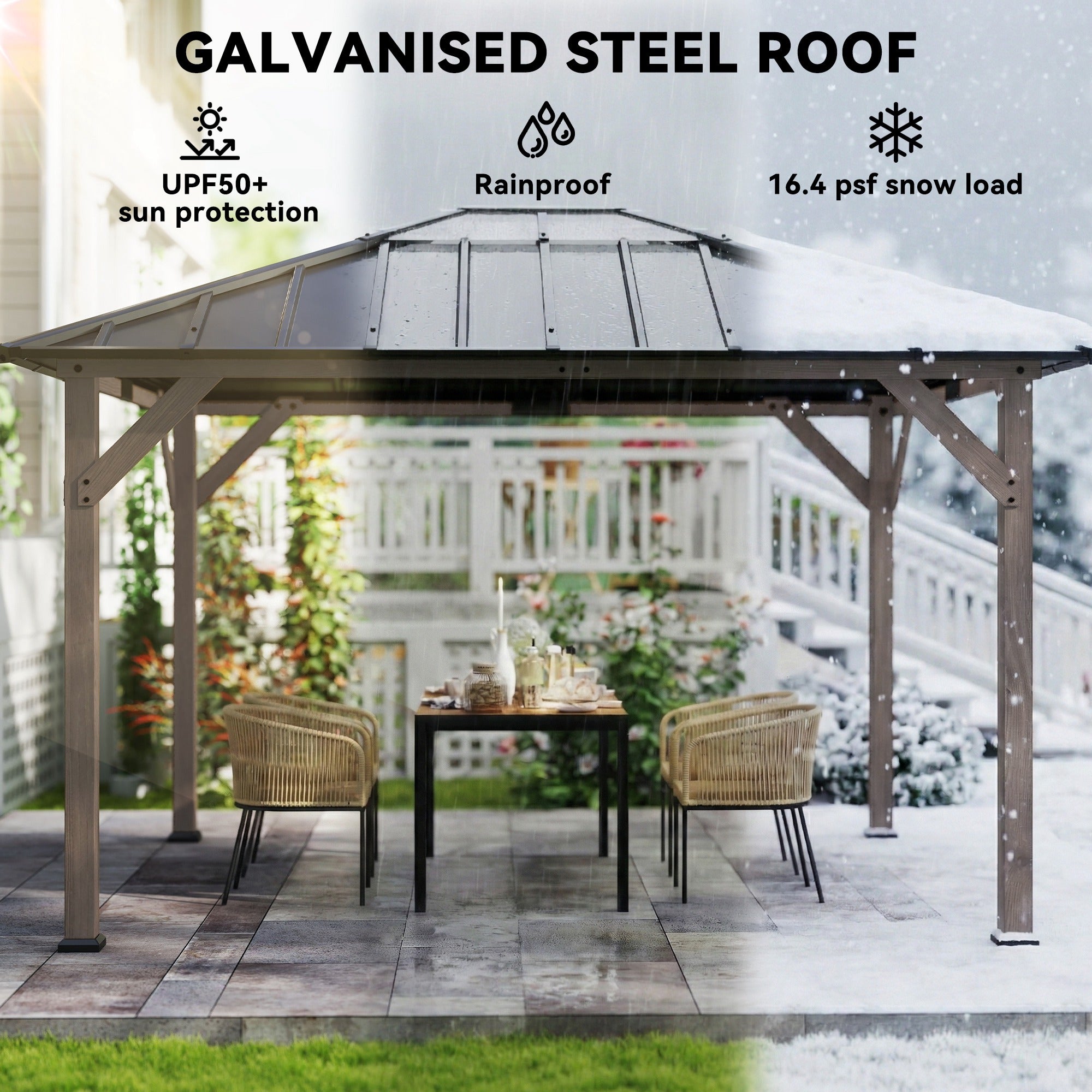 10 x 12 Gazebo à toit en acier galvanisé