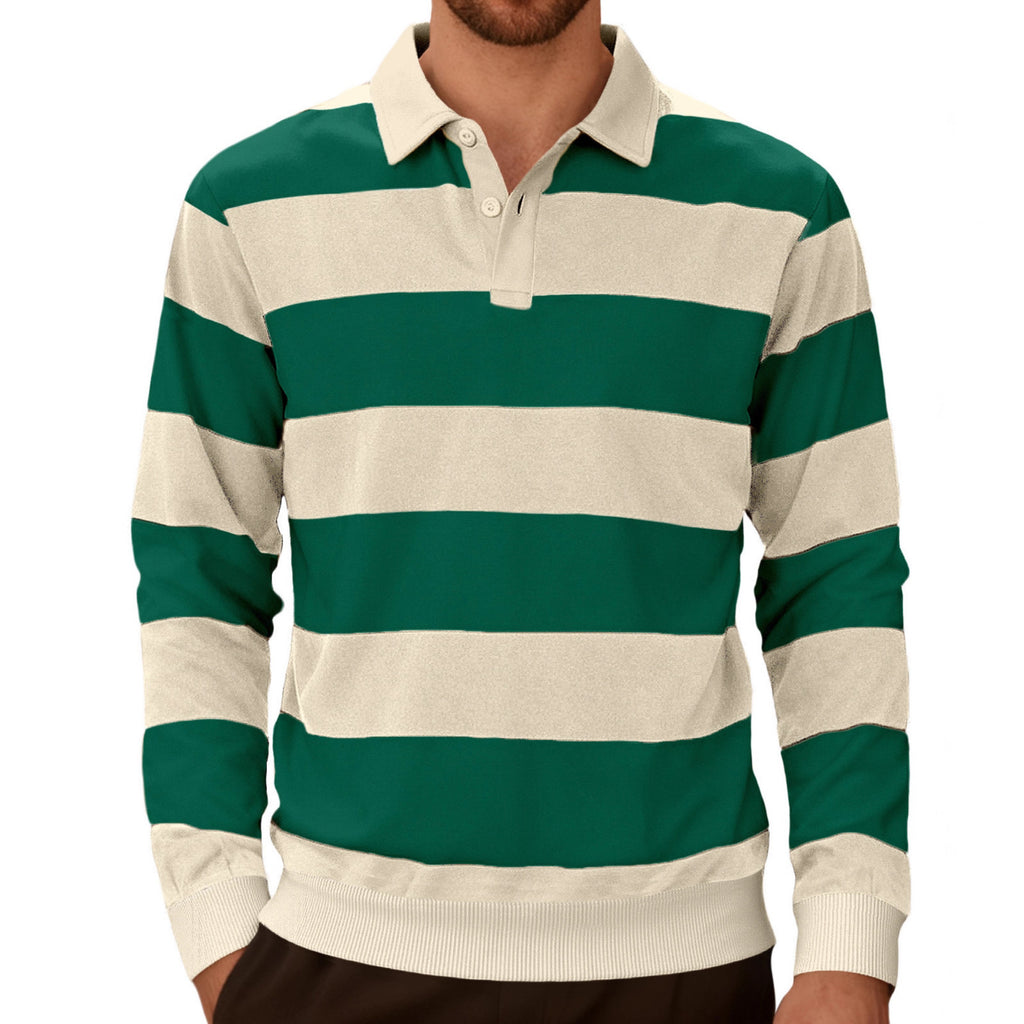 Chemise à manches longues à boutons rayés pour hommes