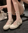 Femmes Soft Leather Mary Jane Chaussures Summer Punk Rivet Shallow Bouche Slip Sur Ballet Français F