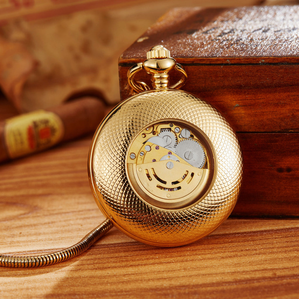 Mouvement entièrement automatique Flip-Open Montre de poche gravé