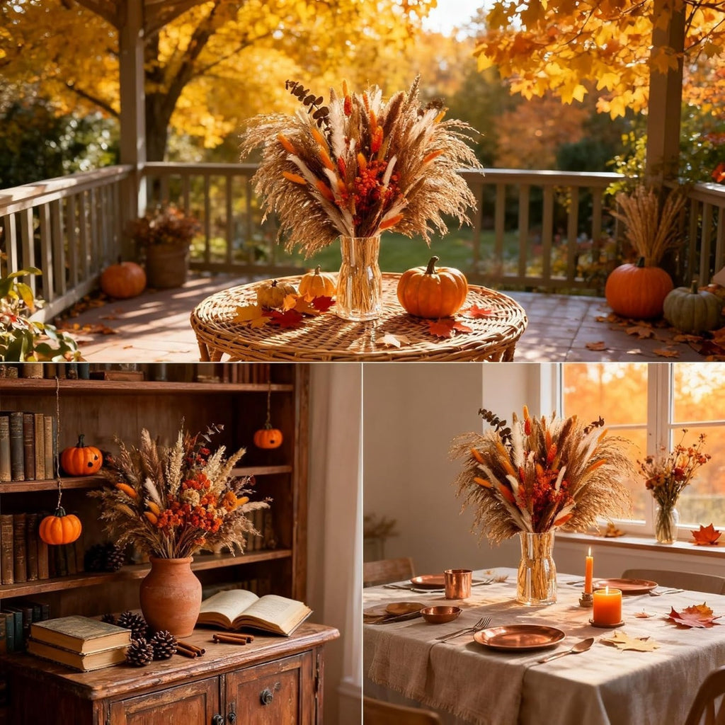 Décor saisonnier - 110-Piece Ensemble de fleurs artificielles d'automne: naturel Pampas Grass Decor