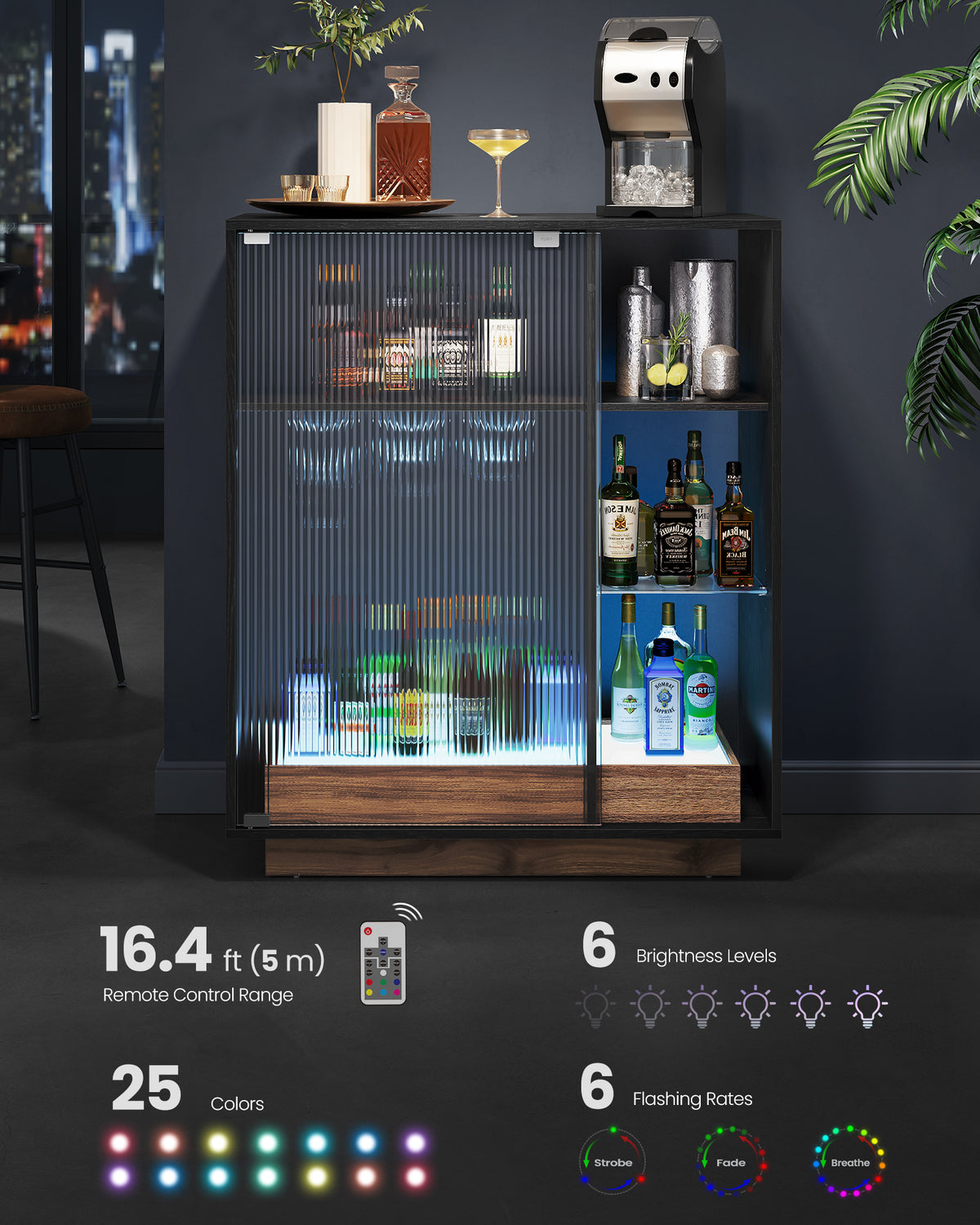 Cabinet à vin VASAGLE avec lumières