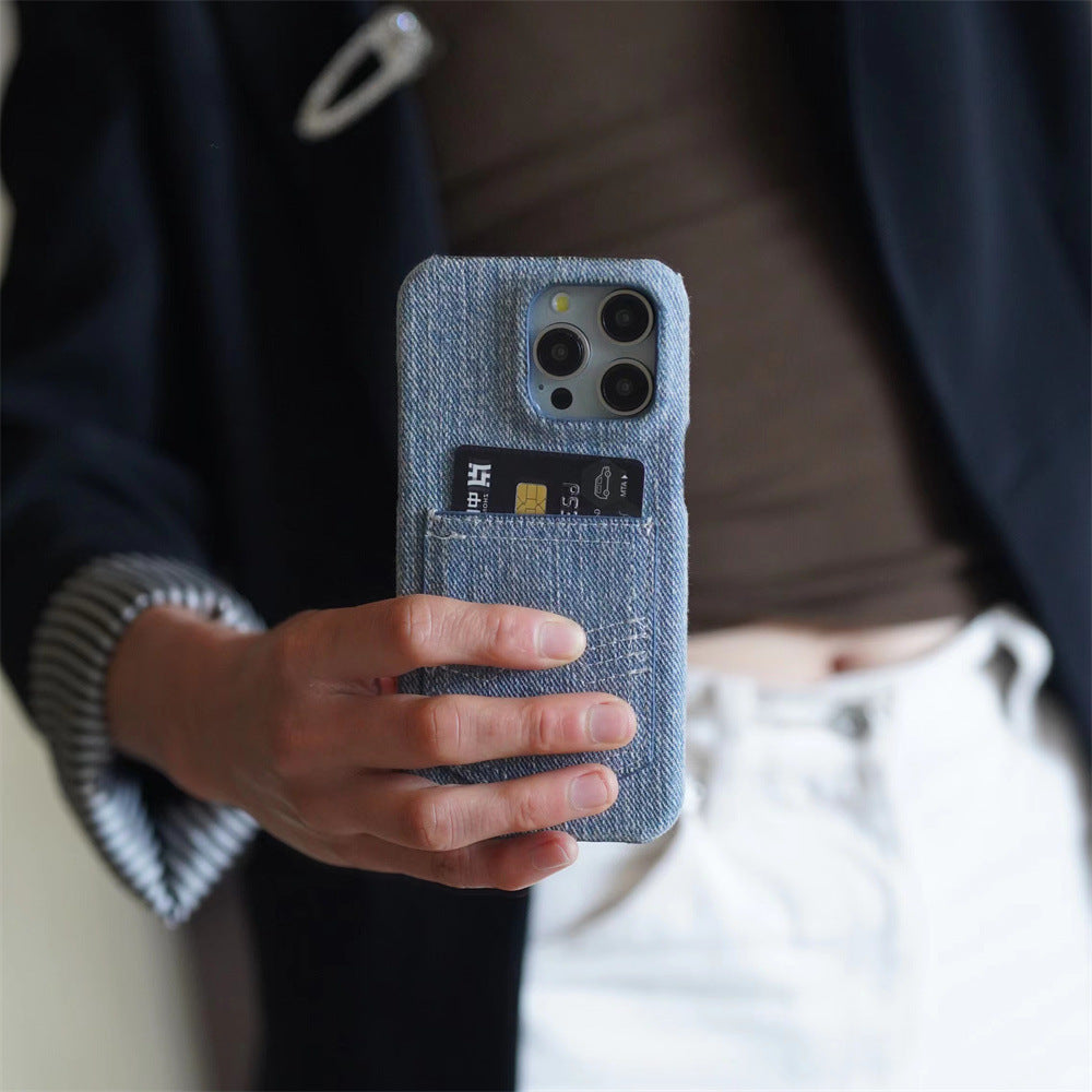 Denim Insert Card Oil Edge Phone Case
