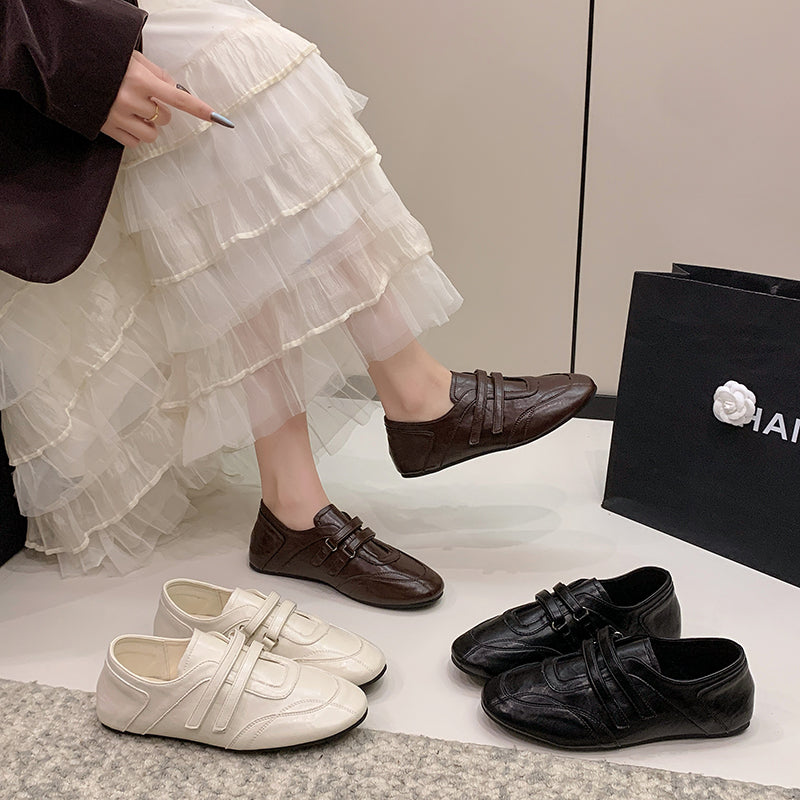 College Style Plat Chaussures en cuir Femmes Printemps Rond Toe Versatile Mary Jane Simple Chaussures F