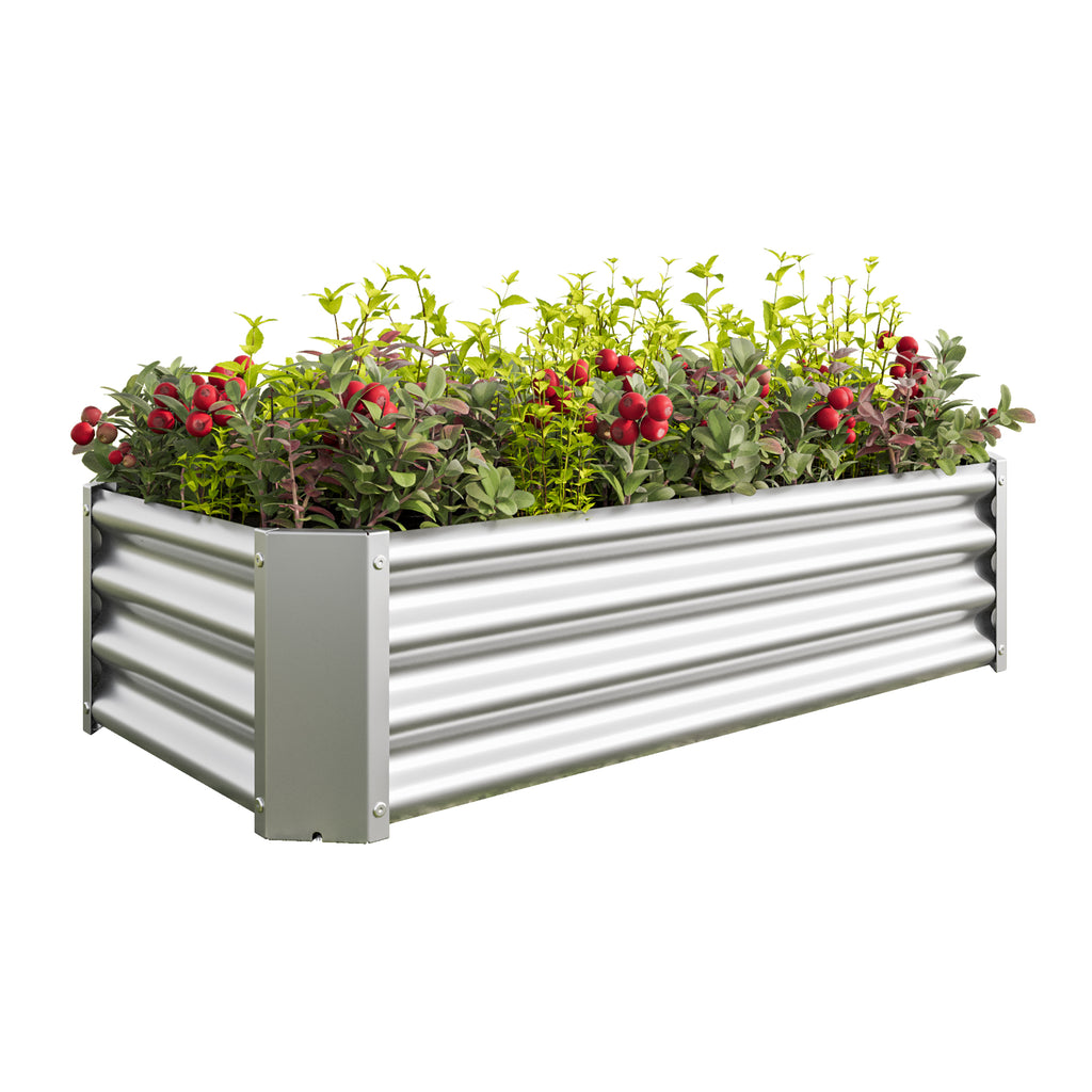 2PCS Silver 4×2×1ft Lit de jardin surélevé en métal